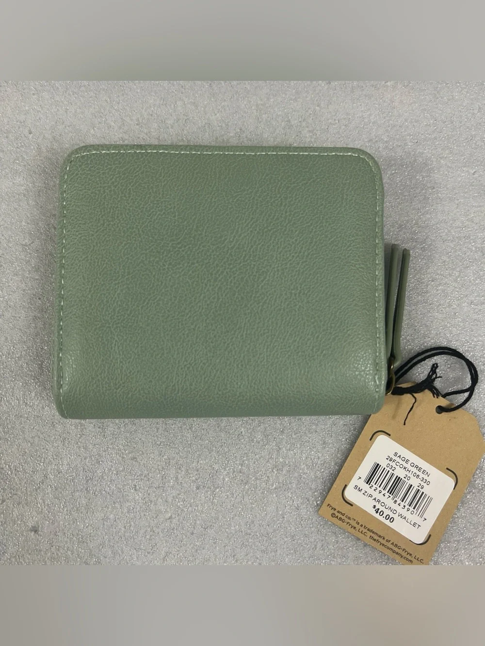 Frye and CO  Zip Card Case Mini Pocket Wallet Sage Green
